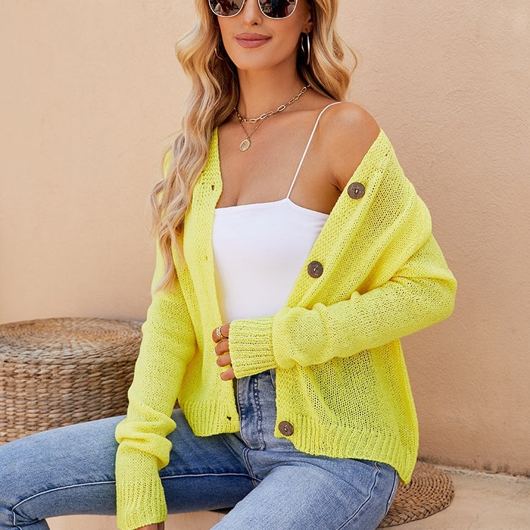 Women's Clothing V-neck Knitted Cardigan Women's Sweater