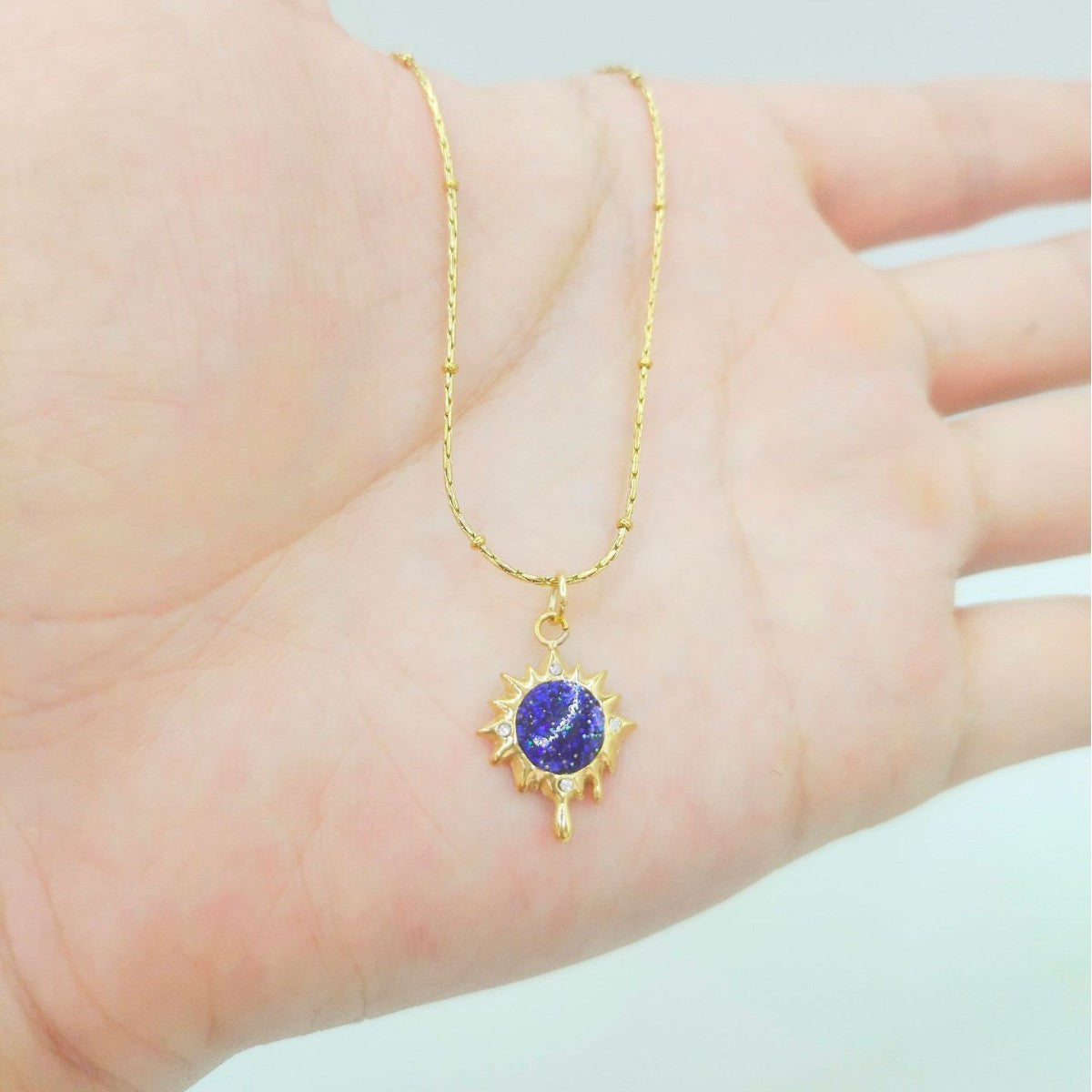 Round Copper Micro Rhinestone Necklace For Women