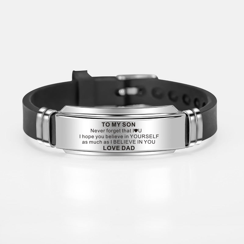 To My Son Stainless Steel Silicone Bracelets For Men Boys Love Gifts From Mom Dad