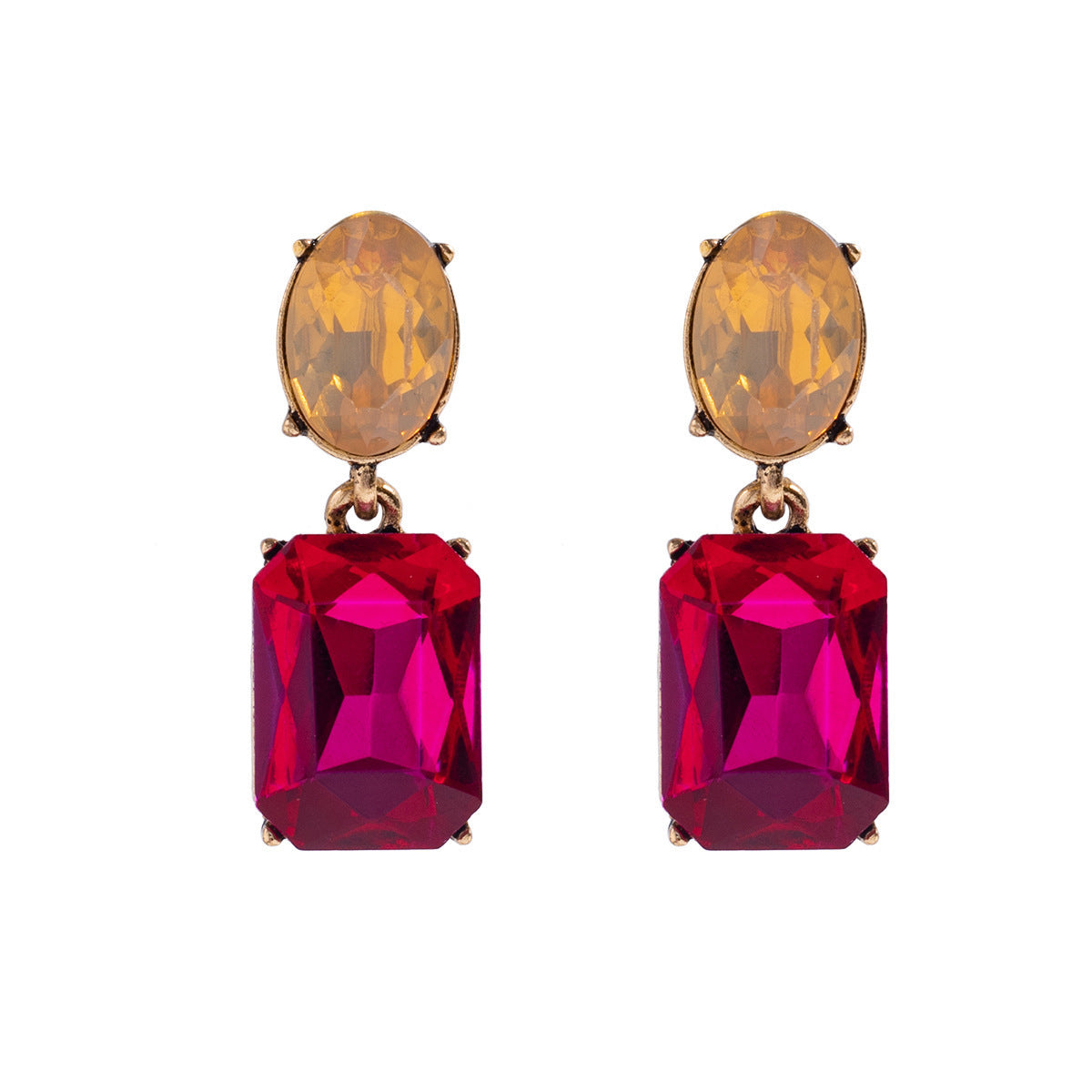 Retro Simple Geometric Square Crystal Stud Earrings