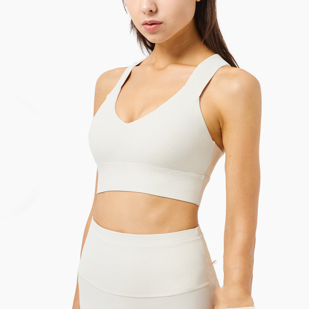 Ribbed Antibacterial European And American Yoga Bra Women