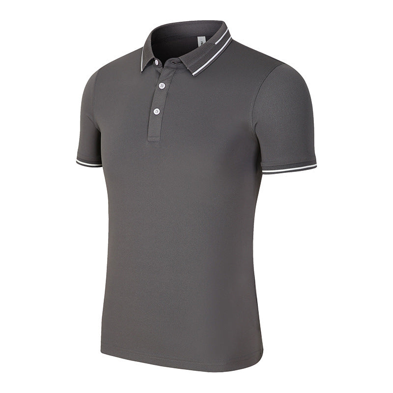 Natural Silk Lapel Polo Shirt Short Sleeve