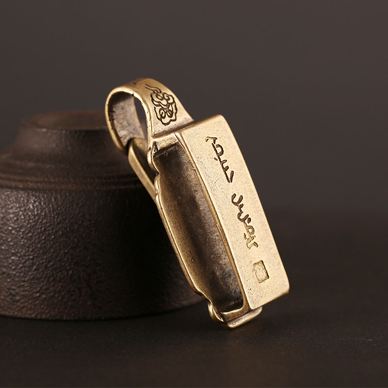 Mens Fashion Vintage Waist Plate Jade Pendant Belt Keychain