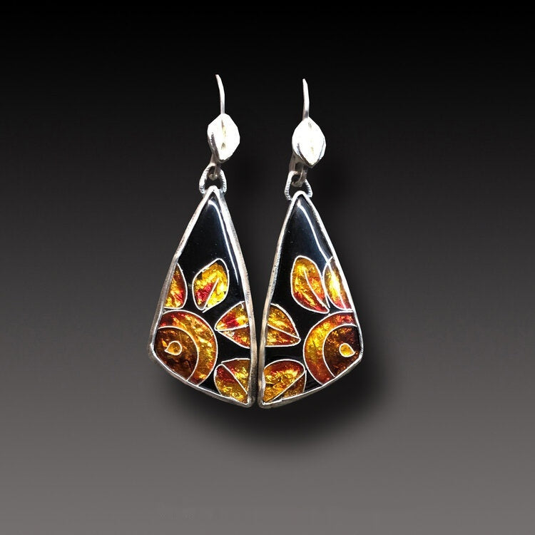 Crystal Clear Enamel Triangle Shiny Colorful Sexy Earrings