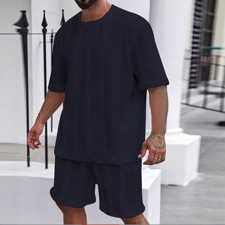 Knitted Solid Color Jacquard Summer Casual Round Neck Pullover