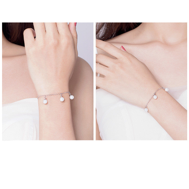 925 Sterling Silver Simple Pearl Bracelet