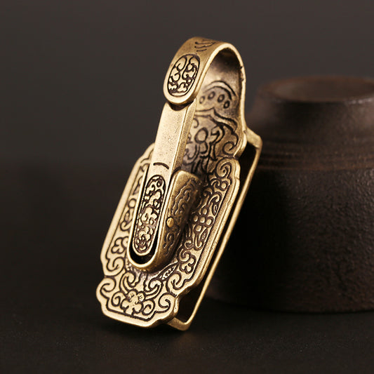 Mens Fashion Vintage Waist Plate Jade Pendant Belt Keychain