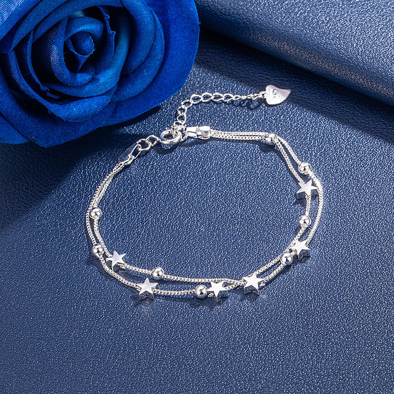 Silver-plated Small Star Bracelet Women's Fashion Double Layer
