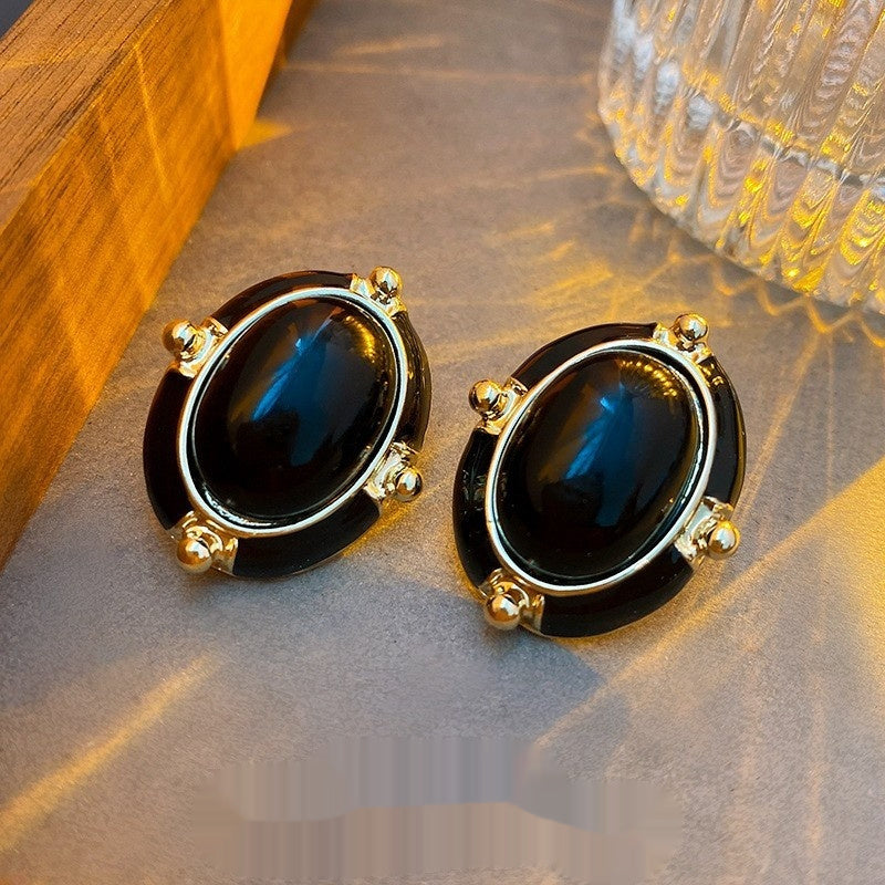 Black Series Retro Affordable Luxury High-grade Heavy Industry Earrings