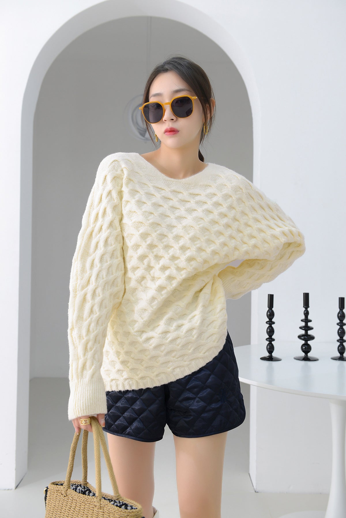 Cable Pullover Sweater Women's Clothing