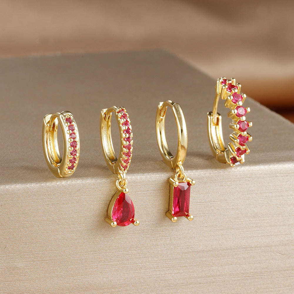 Popular Rectangular Pendant Zircon Earrings
