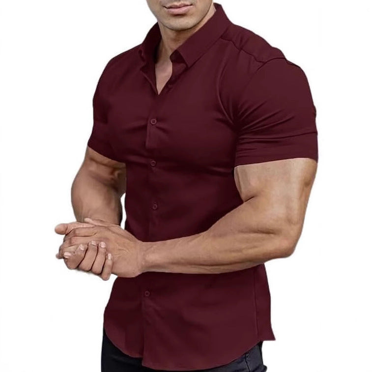 Short Sleeve Printed Shirt Men's Shirt Collar Casual