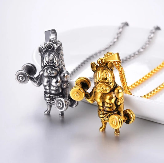 Mens Chain 316L Stainless Steel Puppy Bull Statement Cool French