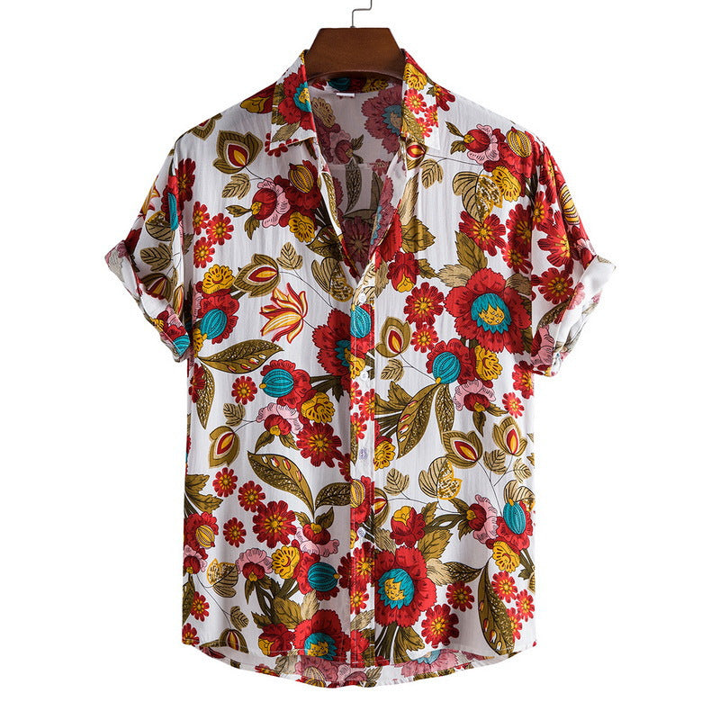 Men's Summer Loose V-neck Short-sleeved Shirt