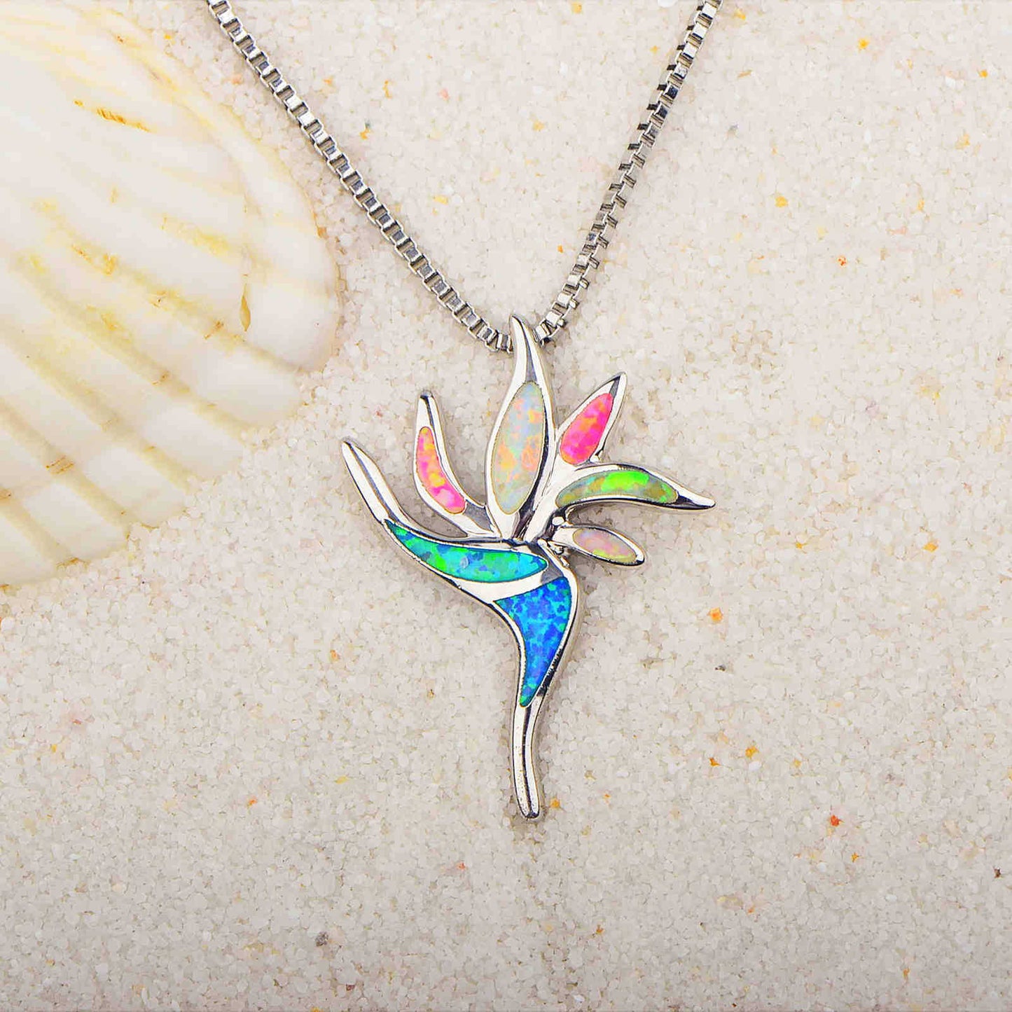 Peace Flower Necklace Pendant Opal Necklace