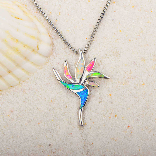 Peace Flower Necklace Pendant Opal Necklace