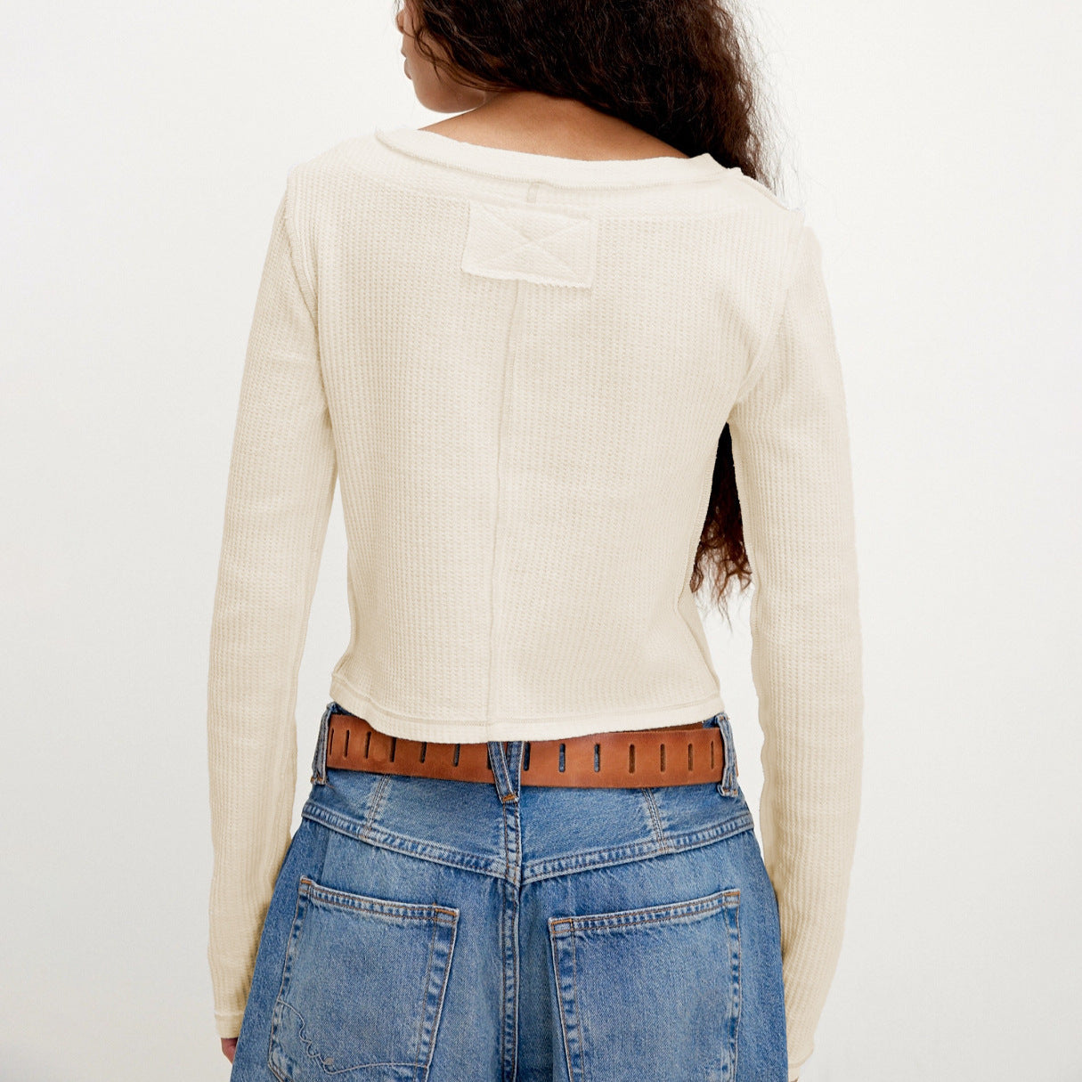 Y2g Pure Hot Girl V-neck Shoulder Slim-fit Long Sleeve