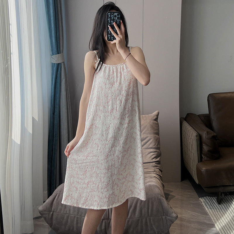 Women's Thin Plus Size Loose Slip Nightdress With Chest Pad