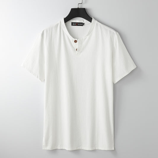 Summer Loose Linen V-neck Short Sleeve