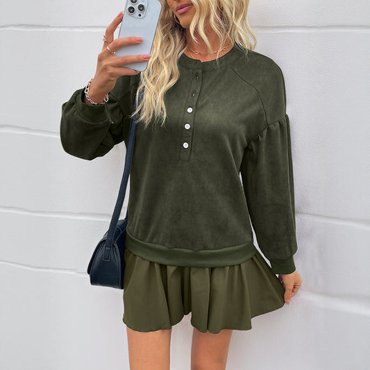 Casual Retro Sweet Style Anti-aging Long Sleeved Dress