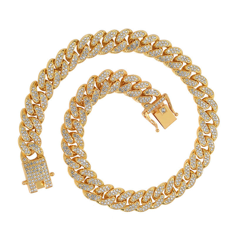 Mens Fashion Simple Full Diamond Cuba Necklace