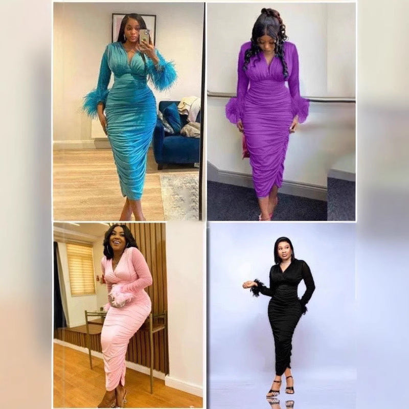 Hip Fold Dress Women's Clothing