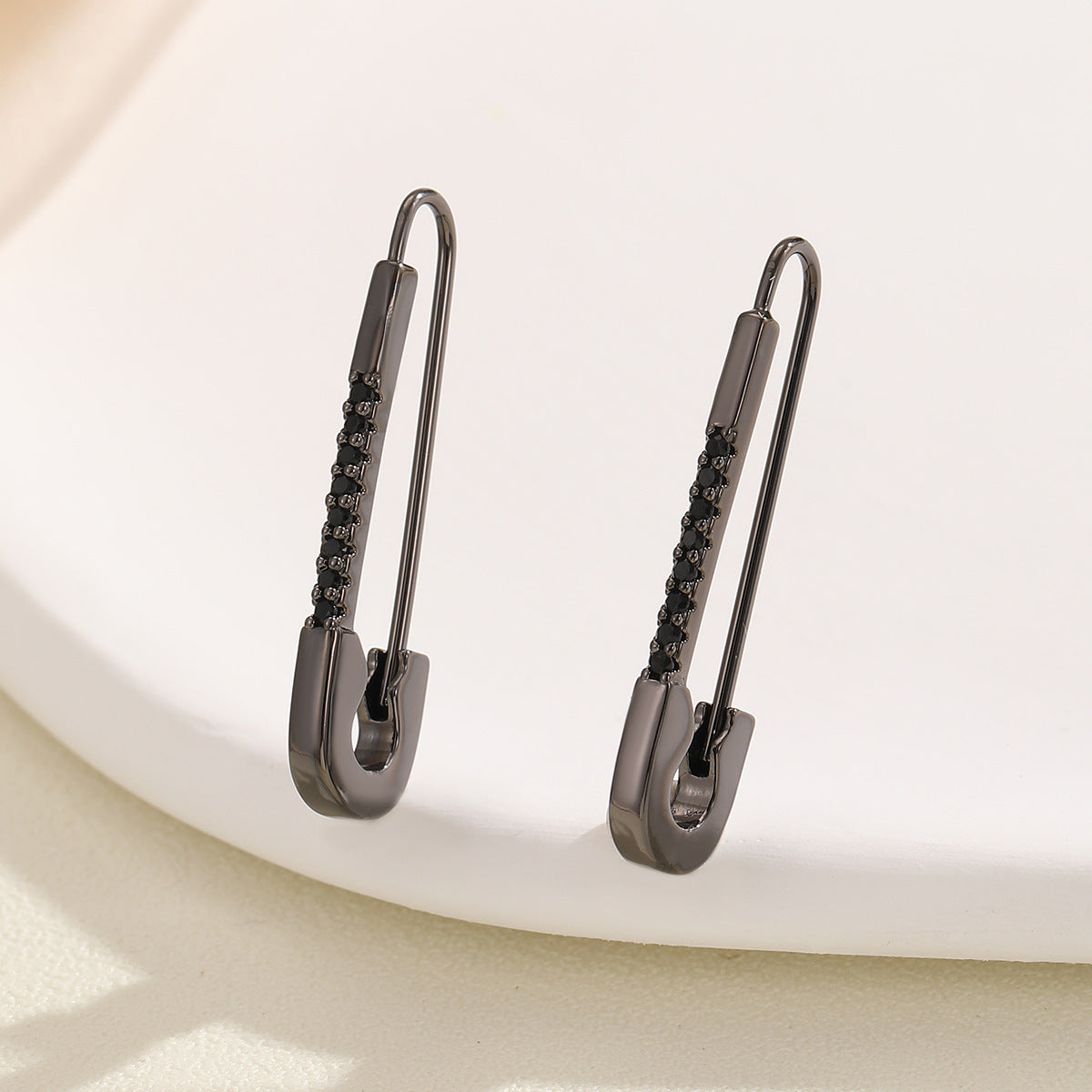 Fashion Color Zircon Pin Clip Earrings