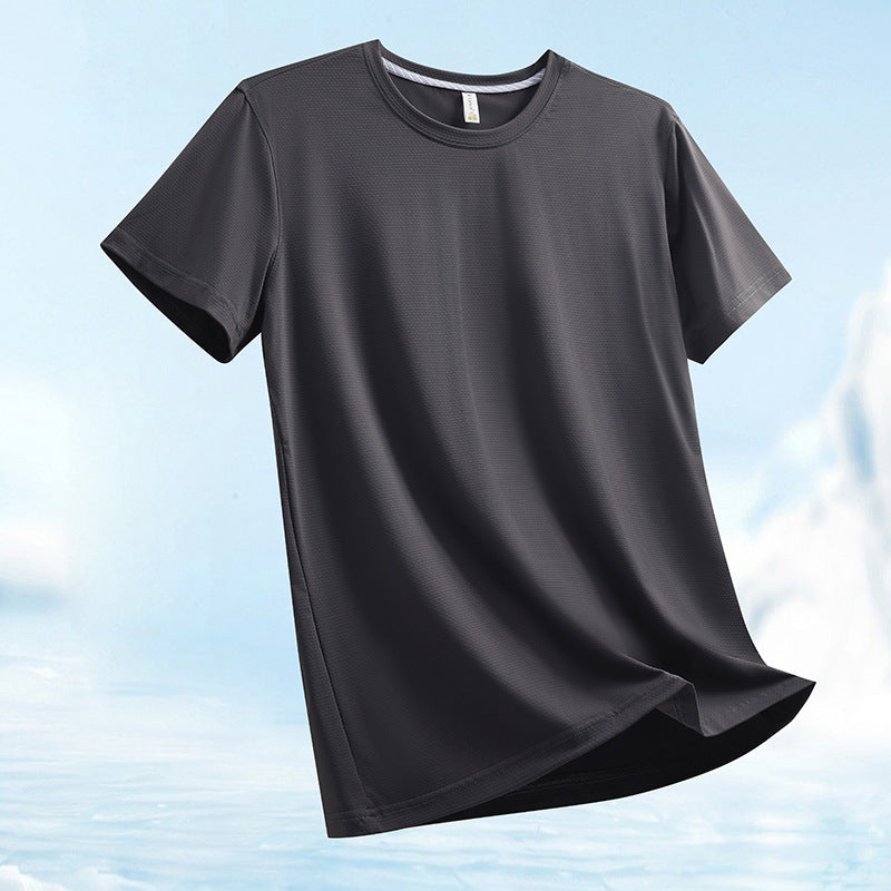 Ice Water Cube Brocade Ammonia Round Neck T-shirt