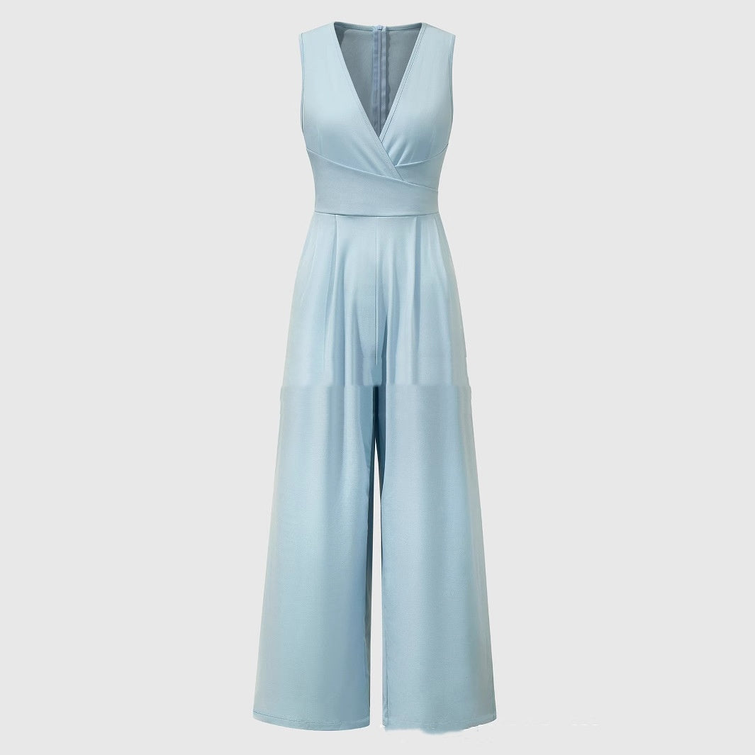 Women's Solid Color Wide Leg Jumpsuit