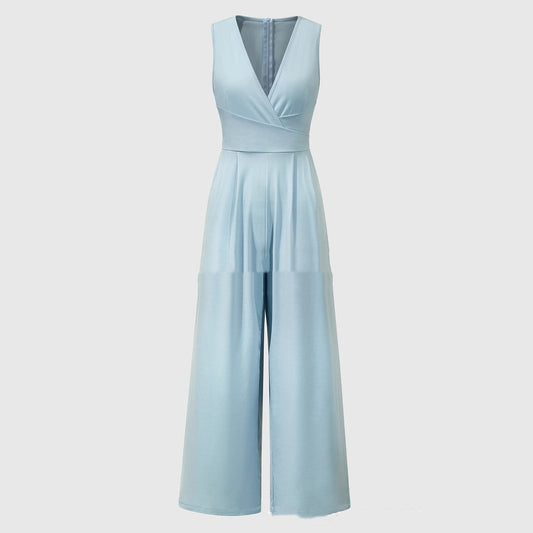 Women's Solid Color Wide Leg Jumpsuit