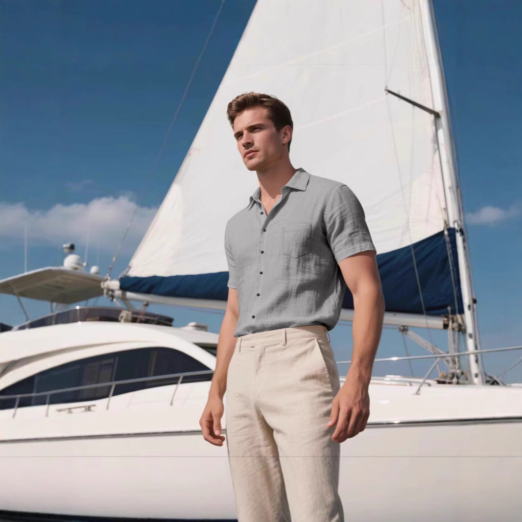 Men's Linen Short-sleeved Shirt