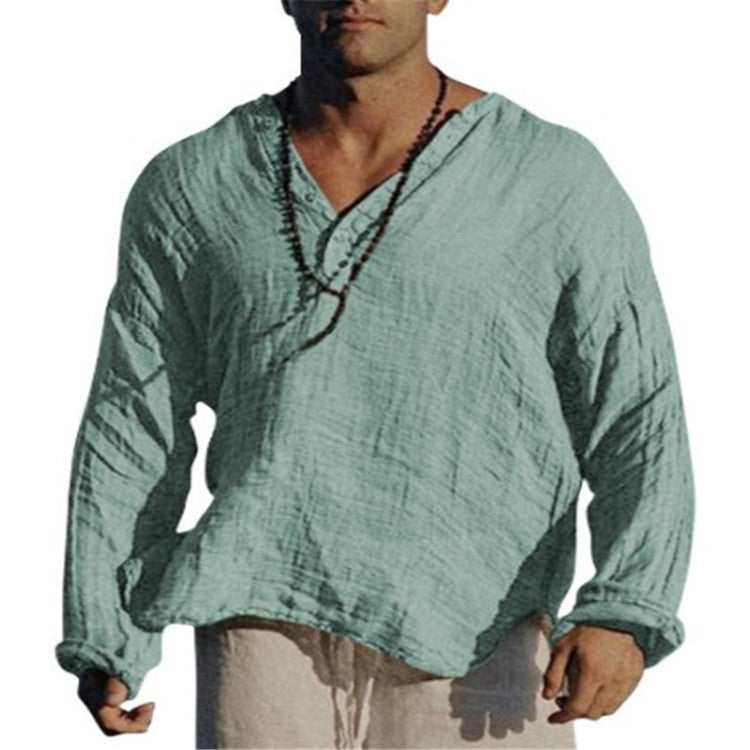 Men's Summer Loose Cotton Linen Casual Shirt