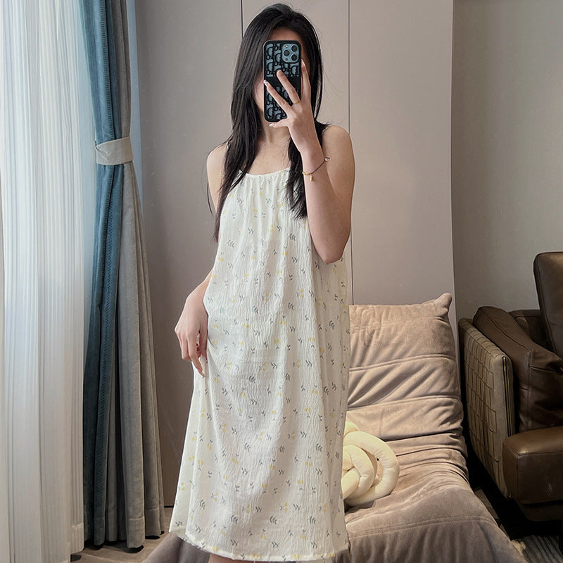 Women's Thin Plus Size Loose Slip Nightdress With Chest Pad