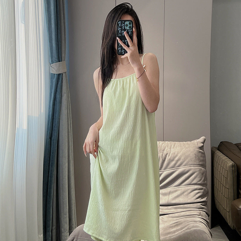Women's Thin Plus Size Loose Slip Nightdress With Chest Pad