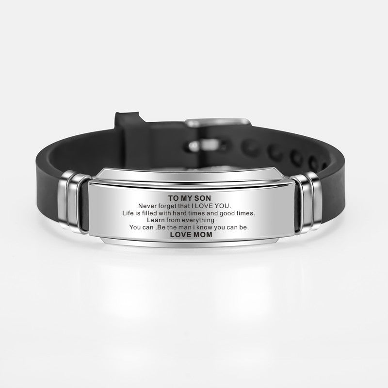 To My Son Stainless Steel Silicone Bracelets For Men Boys Love Gifts From Mom Dad