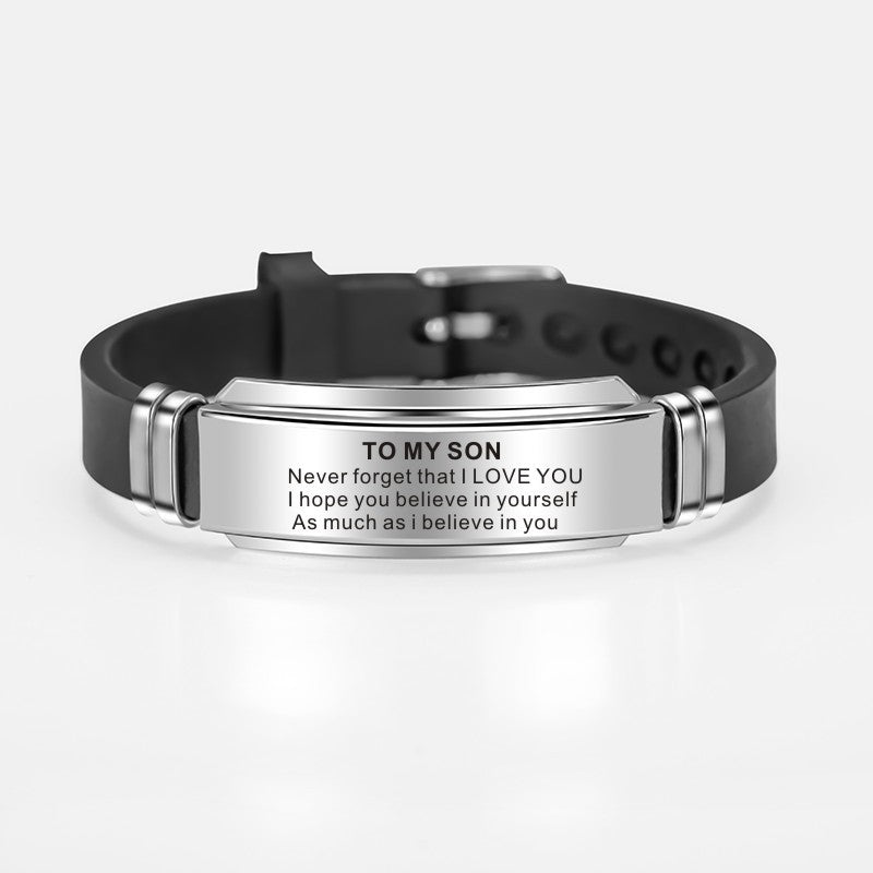To My Son Stainless Steel Silicone Bracelets For Men Boys Love Gifts From Mom Dad
