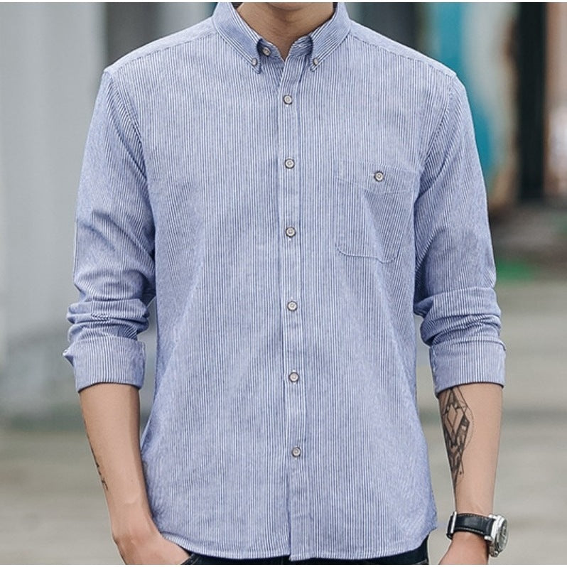 Men's Slim Fitting Long Sleeved Striped Shirt