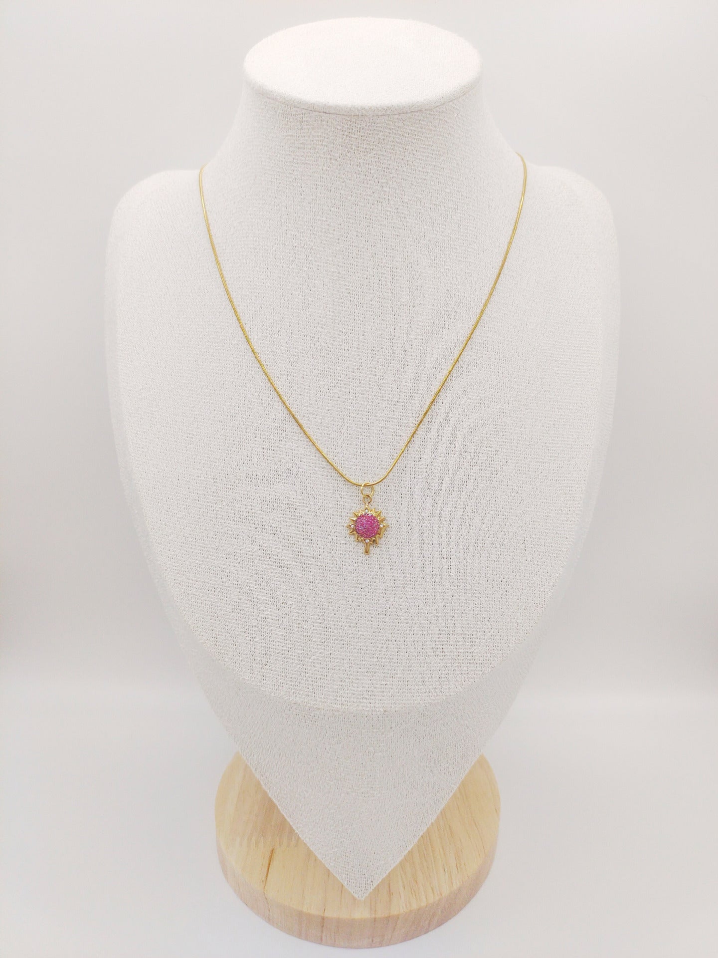 Round Copper Micro Rhinestone Necklace For Women