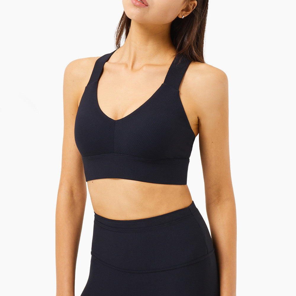 Ribbed Antibacterial European And American Yoga Bra Women