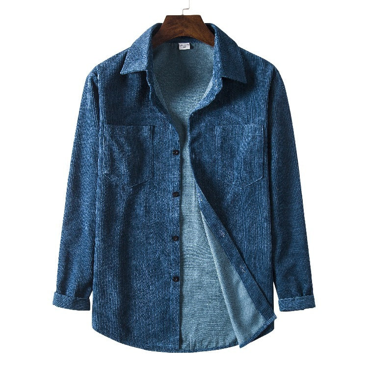 Autumn New Men's Solid-color Corduroy Long Sleeves