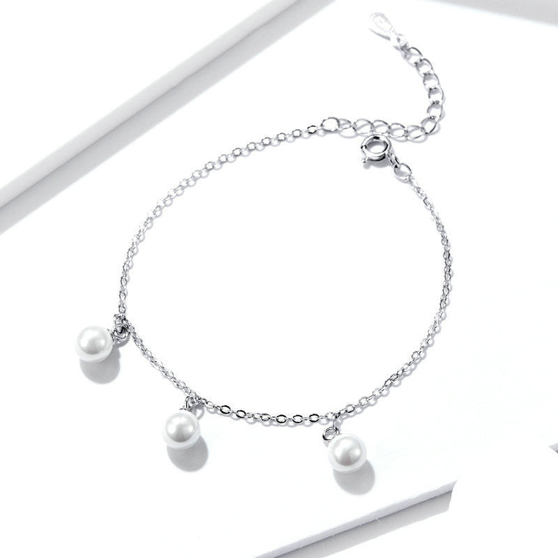 925 Sterling Silver Simple Pearl Bracelet