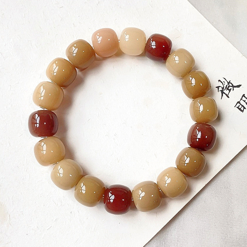 Mens Fashion White Jade Bodhi Around The Finger Bracelet