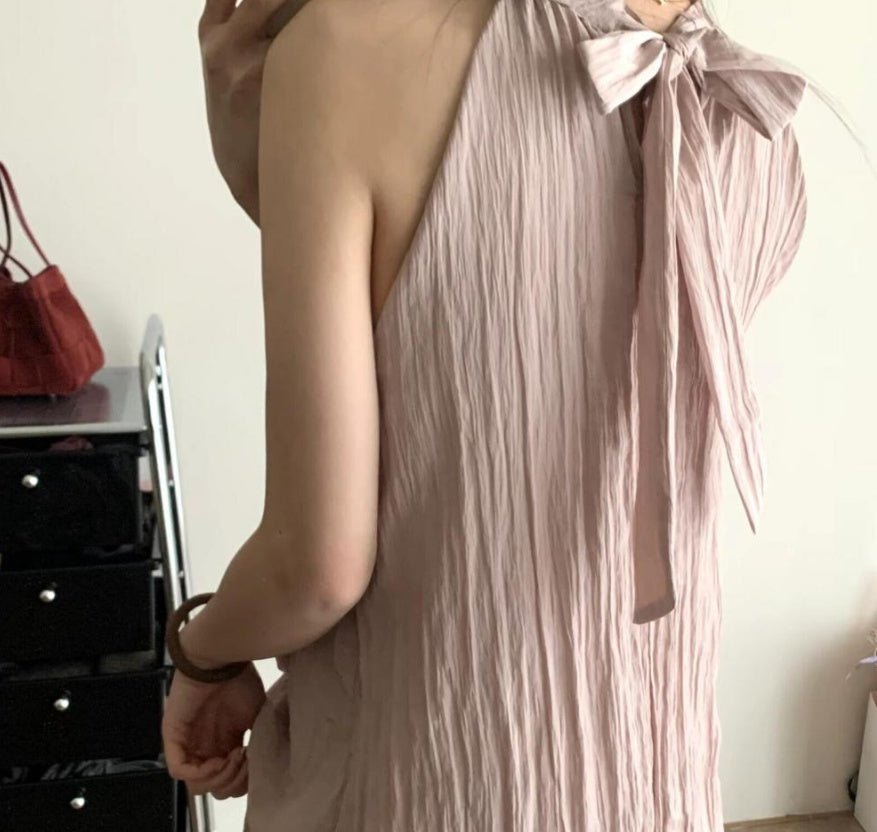Women's Fashion Flower Halter Spaghetti Straps Dress