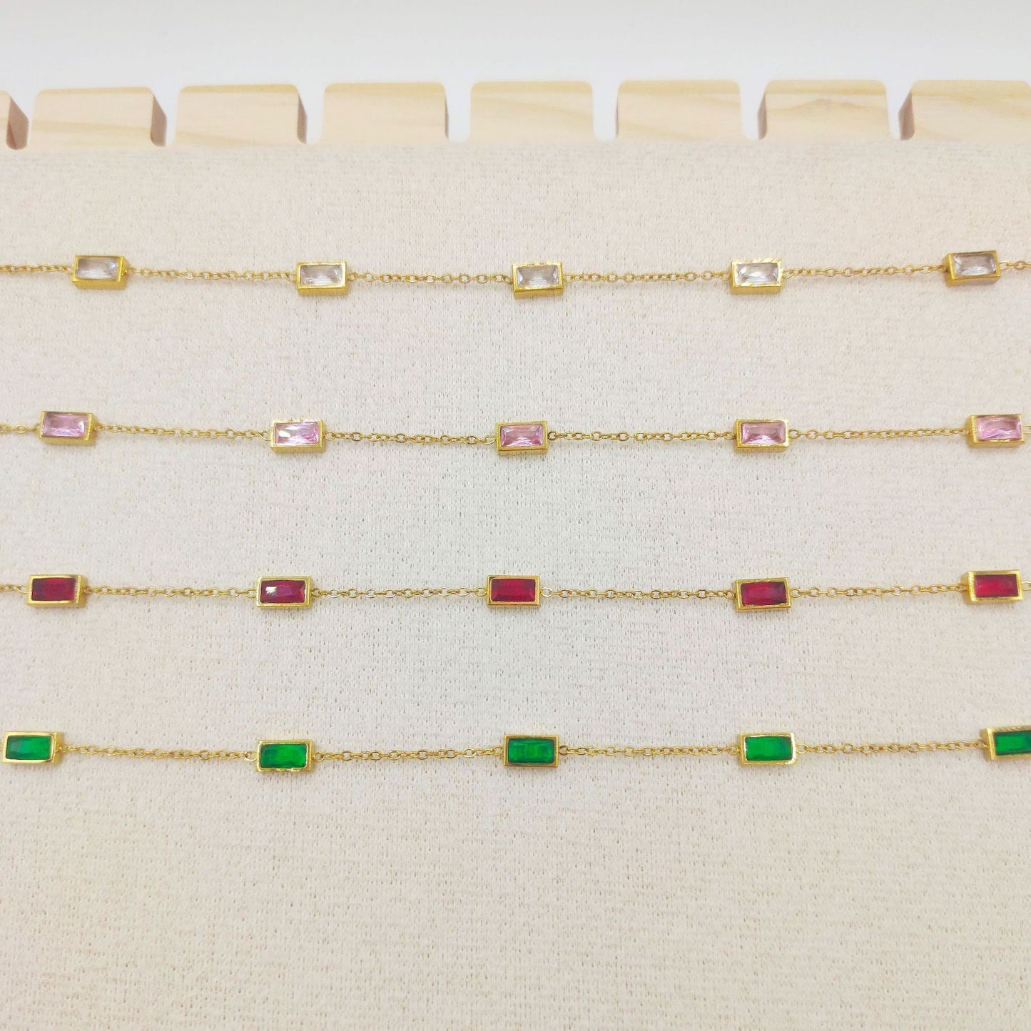 European And American Fashion Cool Colorful Rectangular Gem Bracelet