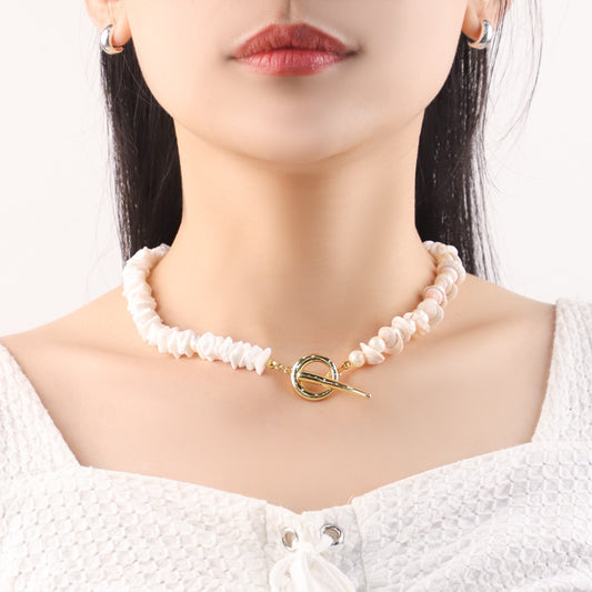White Shell Holiday Original Niche Beaded Design Simple Necklace