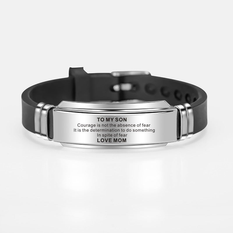 To My Son Stainless Steel Silicone Bracelets For Men Boys Love Gifts From Mom Dad