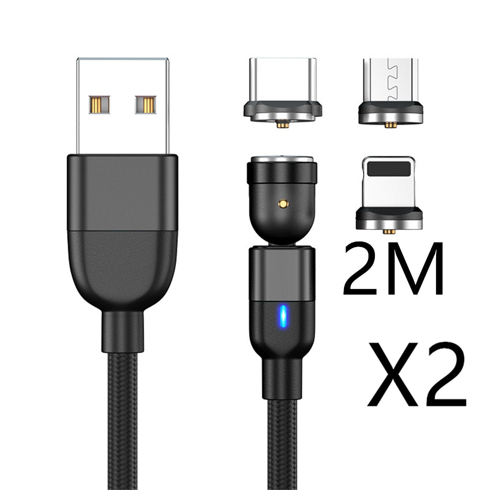Magnetic Data Cable Threeinone 540-degree Rotation  Charging Cable Suitable