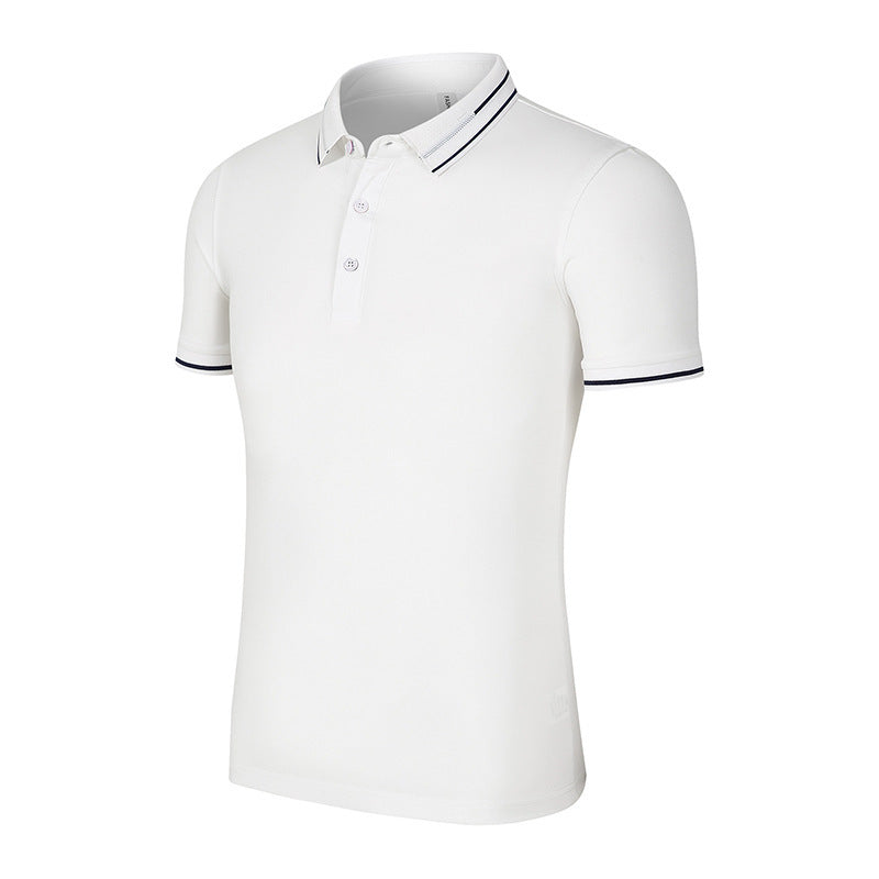 Natural Silk Lapel Polo Shirt Short Sleeve