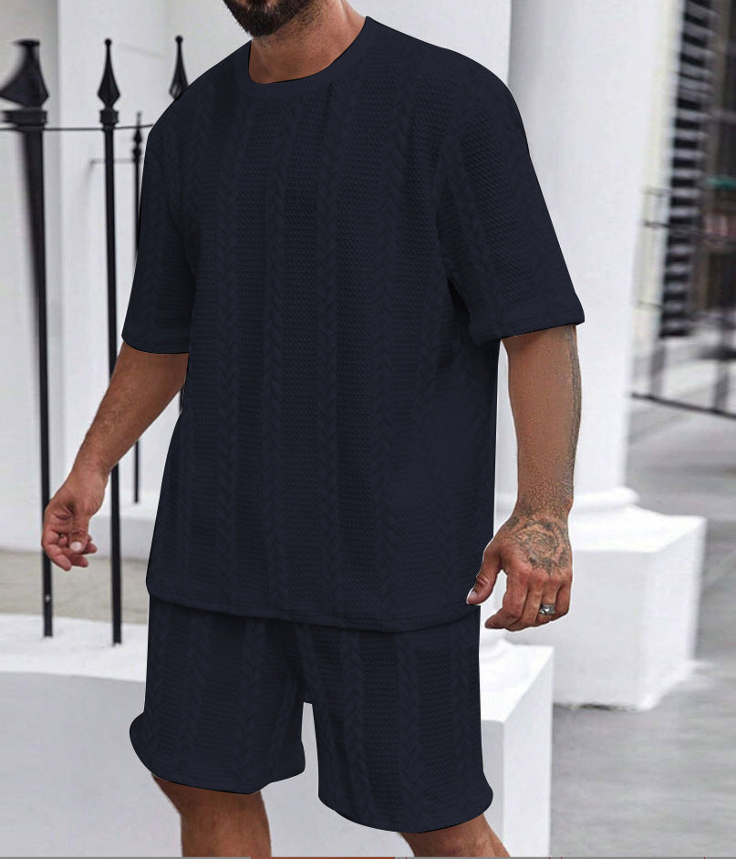 Knitted Solid Color Jacquard Summer Casual Round Neck Pullover