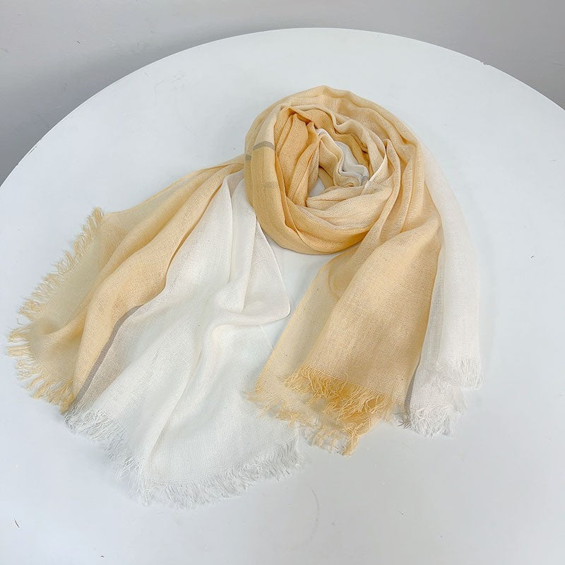 Thin Cotton And Linen Plaid Scarf Soft Neck Shawl
